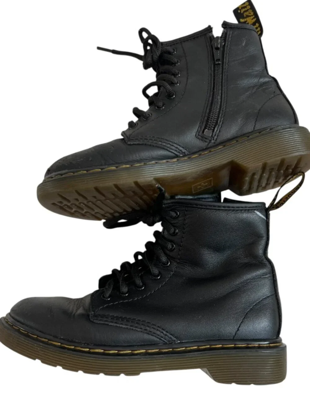Dr Martens Boots 1460 J black leather zip up kids size 1 combat docs